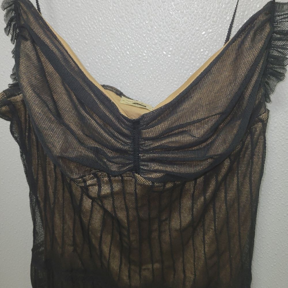 Vtg Max Studio Special Edition Whimsigoth Black Mesh Overlay Nude Dress Sz M - Picture 3 of 10